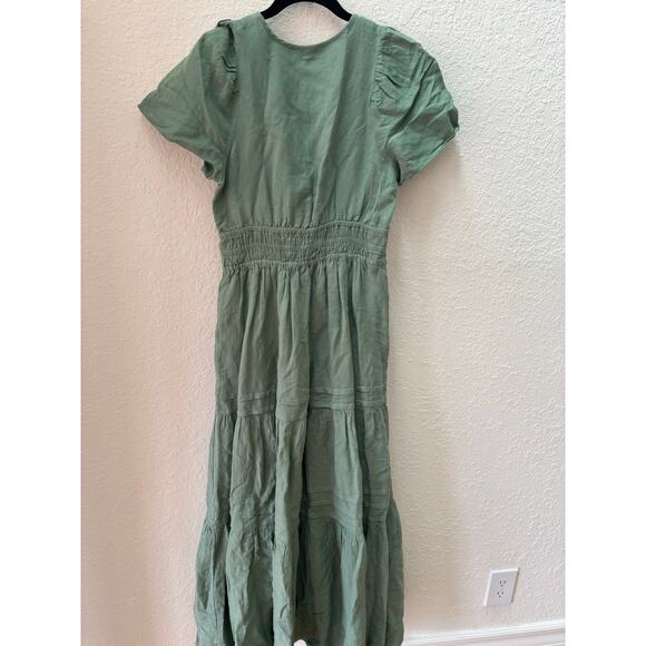 Anthropologie Somerset Sage Green Linen Viscose Maxi Dress Size Small $170 - Picture 8 of 10